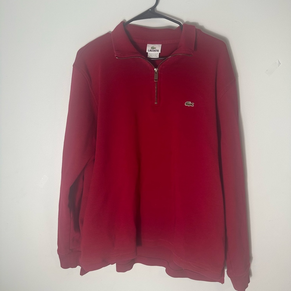 Lacoste Red Zip Up Sweater